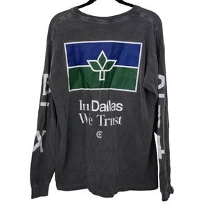 Centre In Dallas We Trust Long Sleeve T-Shirt‎ Mens Large Grey DTX 214 Graphic